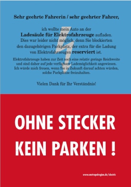 Handzettel für Falschparker & Ladesäulenblockierer